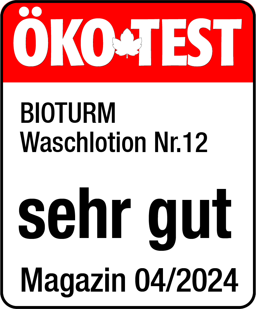 ÖKO-Test-Siegel für die Waschlotion Nr.12 - getestet "sehr gut" im Magazin 04/2024.