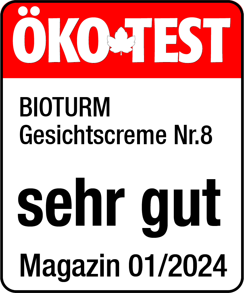 ÖKO-Test-Siegel für die Gesichtscreme Nr.8 - getestet "sehr gut" im Magazin 01/2024.