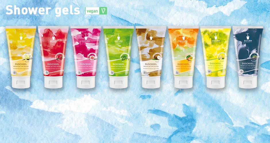 vegan shower gels by BIOTURM natural cosmetics